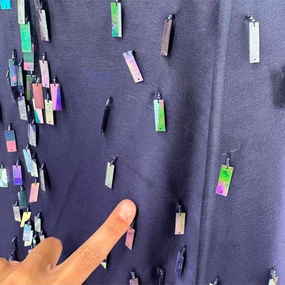 Stunning Couture Navy Sequined Night Sky Ball Gown - Picture 7 of 9